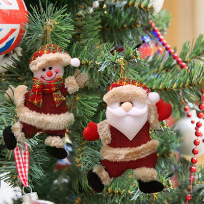 thumbnail image 2 of 4PC Christmas Hanging Ornaments – Santa, Snowman, Doll – Cloth Decor Set, Red, Reusable 2 of 4