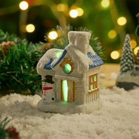 Christmas Decorations Xmas Ornament Tabletop Decor Luminous Snowy Cabin