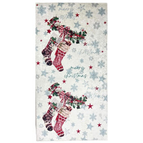 Christmas Design Washable Rugs in White  Xmas-2