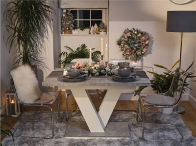 Christmas Dinner Table Grey White Kitchen Dining Extending Table 6 8 Seater Masy