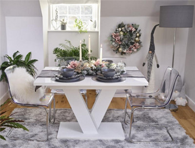 Christmas Dinner Table White Gloss Kitchen Dining Extendable 6 8 Seater Masy