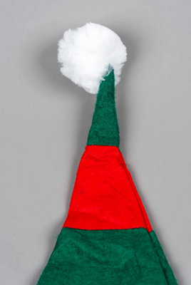 Cappello Elfo Di Natale Rosso E Verde Con Orecchie Per Adulti - Travestimento Festivo - Foto 3