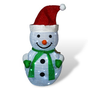 Christmas Festive Outdoor Light-Up 70cm Snowman With Battery Operated Timer and 45 LED's