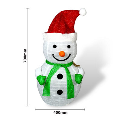 Christmas Festive Outdoor Light-Up 70cm Snowman With Battery Operated Timer and 45 LED's