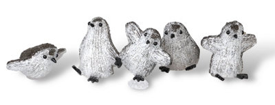 Christmas Festive Set of 5 Acrylic Outdoor & Indoor Penguins Battery Operated With 8 Led's and On/off Timer