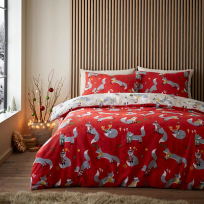 Christmas Foraging Fox Super Soft Brushed Duvet Cover Set