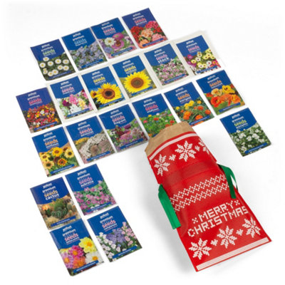 Christmas Gardening Gift Set Flower Seeds 21 Packs (Approx. 6000 seeds) By Jamieson Brothers