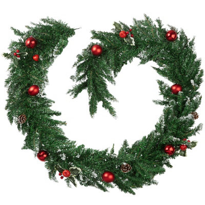 Christmas Garland - artificial, with baubles, pine cones and berries - red/green Price Comparisons | Compare The Build