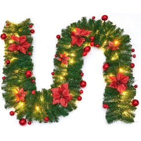 Christmas Garland with Lighting 270 cm Artificial Christmas Decoration Garland for Interior Decoration Fireplaces Stairs