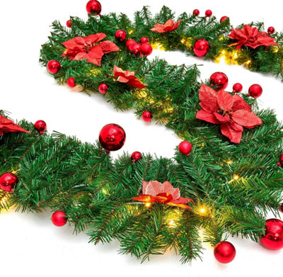 Christmas Garland with Lighting 270 cm Artificial Christmas Decoration Garland for Interior Decoration Fireplaces Stairs - 3