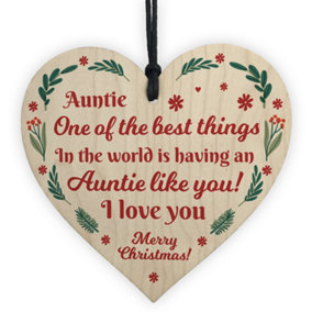 Christmas Gift For Auntie Thank You Wooden Heart Hanging Decoration Gift For Her