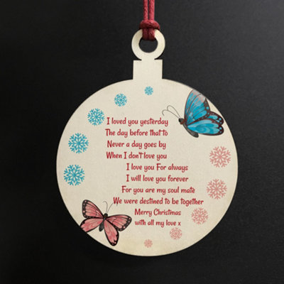 Christmas Gift For Boyfriend Girlfriend Husband Wife Hanging Bauble Love Poem