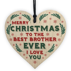 Christmas Gift For Brother Hanging Wood Heart Bauble Gift For Him From Sister