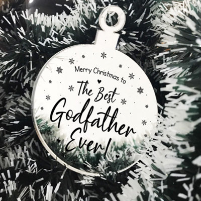 Christmas Gift For Godfather Engraved Hanging Tree Decoration