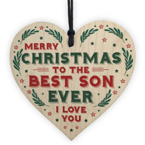 Christmas Gift For Son Hanging Wood Heart Bauble Gift For Him From Mum Dad