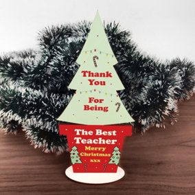 Christmas Gift For Teacher Standing Wooden Tree Novelty Gift