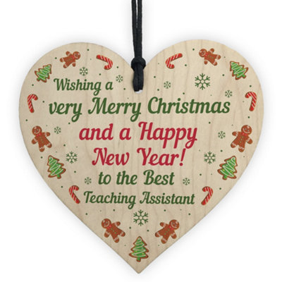 Christmas Gift For Teaching Assistant From Child Wooden Heart Thank You ...