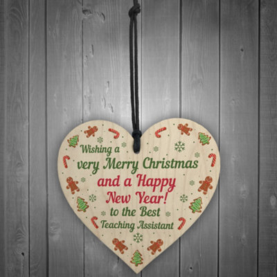 Christmas Gift For Teaching Assistant From Child Wooden Heart Thank You ...