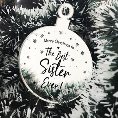 Christmas Gift The Best Sister Ever Engraved Hanging Tree Decoration Love Gift