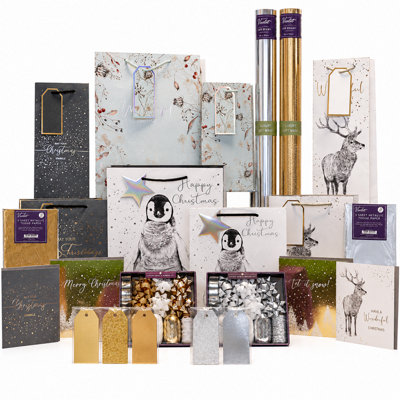 Christmas Gift Wrapping Set 62 Piece Luxury Paper Wrap Kit with Gift ...