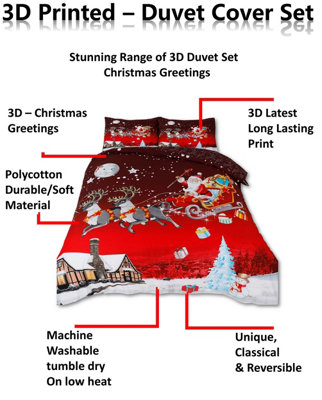 Christmas Greeting DUVET SET 3D Print Polycotton Bedding Set