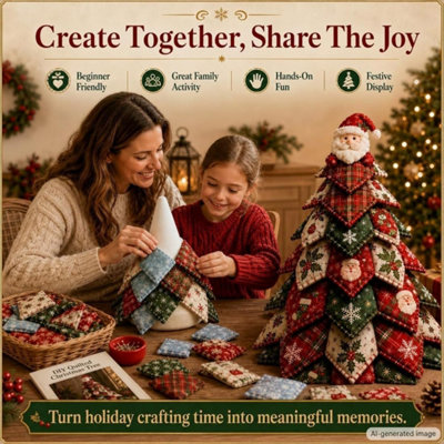 Christmas Halloween DIY Quilted Fabric Tree Kit, Handmade Tabletop ...