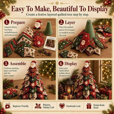 Christmas Halloween DIY Quilted Fabric Tree Kit, Handmade Tabletop ...