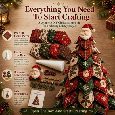 Christmas Halloween DIY Quilted Fabric Tree Kit, Handmade Tabletop ...