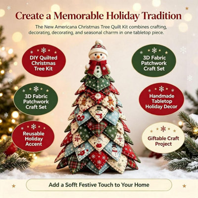 Christmas Halloween DIY Quilted Fabric Tree Kit, Handmade Tabletop ...