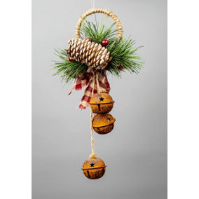 Christmas hanging decoration 27 CM Rustic Red rusty bells