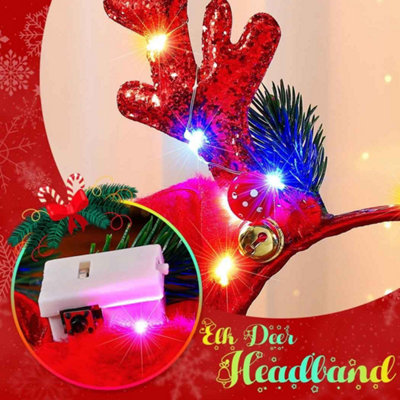 Earent Christmas LED Antler Headbands Light Up Reindeer Hair Hoop Light Up Antler Headband | LED Reindeer Antlers | Windy City  main image 2