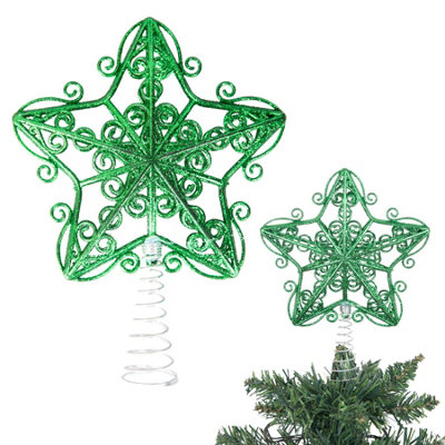 Christmas Ice Blue Glitter Star Tree Topper - Sparkling Star Decoration ...