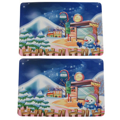 Christmas Indoor Festive Doormat X2 (Xmas Welcome Front Entry Floor Non Slip Mat)