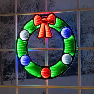 Christmas Infinity Light LED Xmas Wreath Indoor Hanging Door Decoration ...