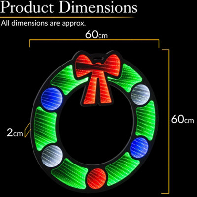 Christmas Infinity Light LED Xmas Wreath Indoor Hanging Door Decoration ...