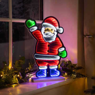 Christmas Infinity Light Santa LED Xmas Indoor Decoration 40cm With ...