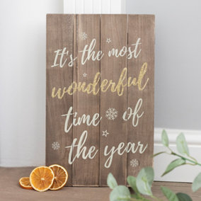 Christmas It's the Most Wonderful Time of the Year Wooden Plaque (Height) 39.5 cm