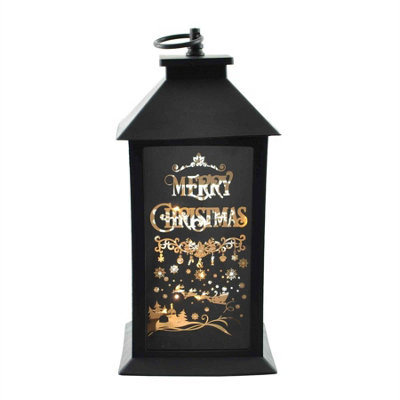 Christmas Lantern Plastic Black Indoor Xmas Nativity Theme Decorations Battery Operated