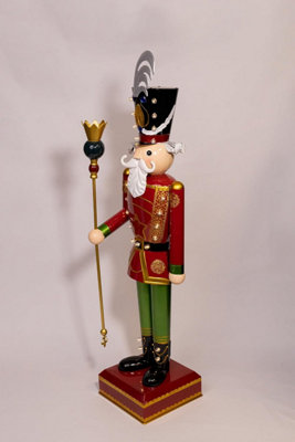 Christmas Large Metal Nutcracker Red & Green 119cm Standing Light Up Xmas Figure