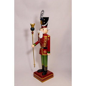 Christmas Large Metal Nutcracker Red & Green 119cm Standing Light Up Xmas Figure