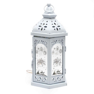 Christmas LED Lamp Lantern Indoor USB Battery Xmas Decorative Light, White Price Comparisons | Compare The Build