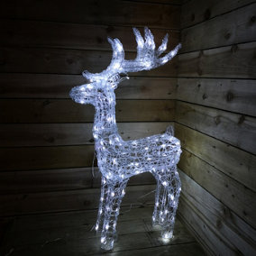 Christmas Lit Soft Acrylic Reindeer 160 White LED Indoor Outdoor