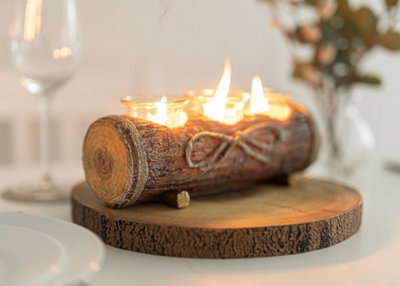 Log candle holder sales