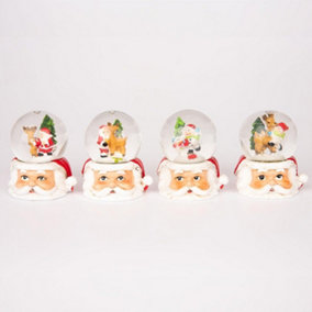 Christmas Mini Snowglobe Water Ball Snow Dome Features Santa,Reindeer,Snowman Scene Resin Santa Face Base Table Decorations