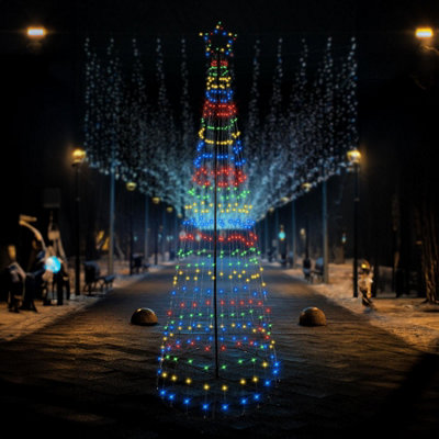 Christmas Multicolour Maypole Tree LED Light Pyramid Outdoor Decoration ...