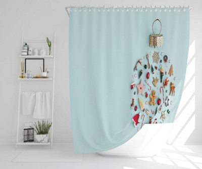 Christmas objects laid out (shower curtain) / Default Title Price Comparisons | Compare The Build
