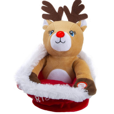 Christmas Peekaboo Novelty Reindeer in Sack with Christmas Themed Music