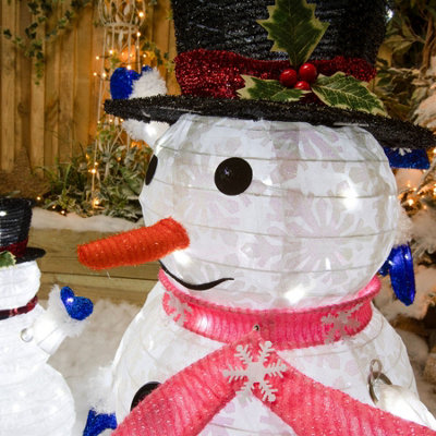 Christmas Pop-Up Set of 3 Snowman Family with 270 White LED Lights - 3