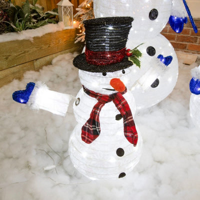 Christmas Pop-Up Set of 3 Snowman Family with 270 White LED Lights - 4