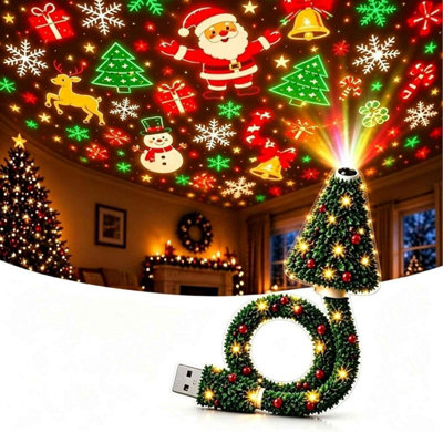 Christmas Projector Light HD Snowflake Christmas Tree Indoor Holiday ...